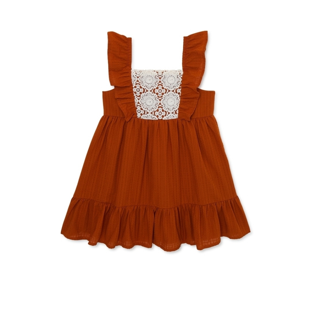 Wonder Nation Toddler Girls Elevated Dress Copper yellow  sz 3T